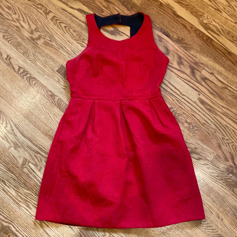 Red dress from Anthropologie